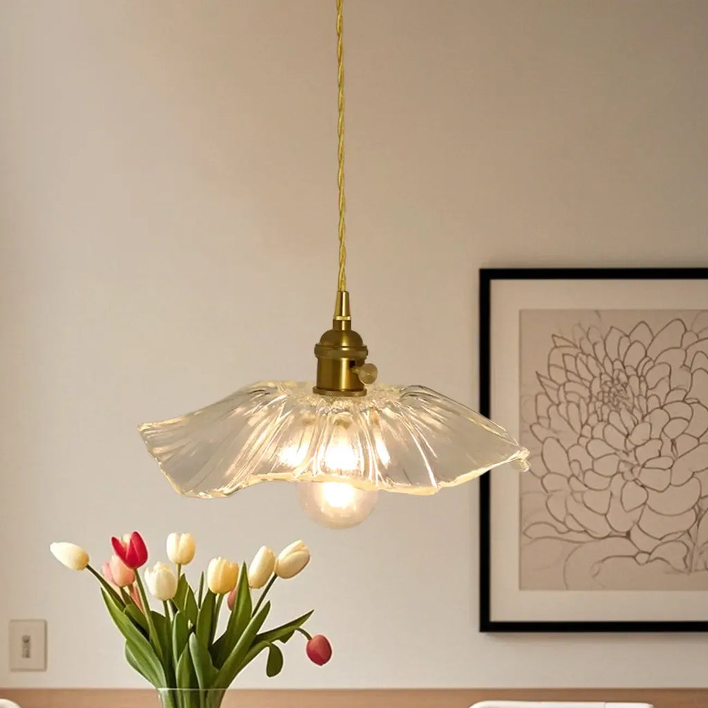 Suspension florale en verre transparent pour salon moderne