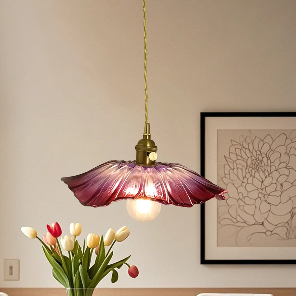 Suspension florale en verre transparent pour salon moderne