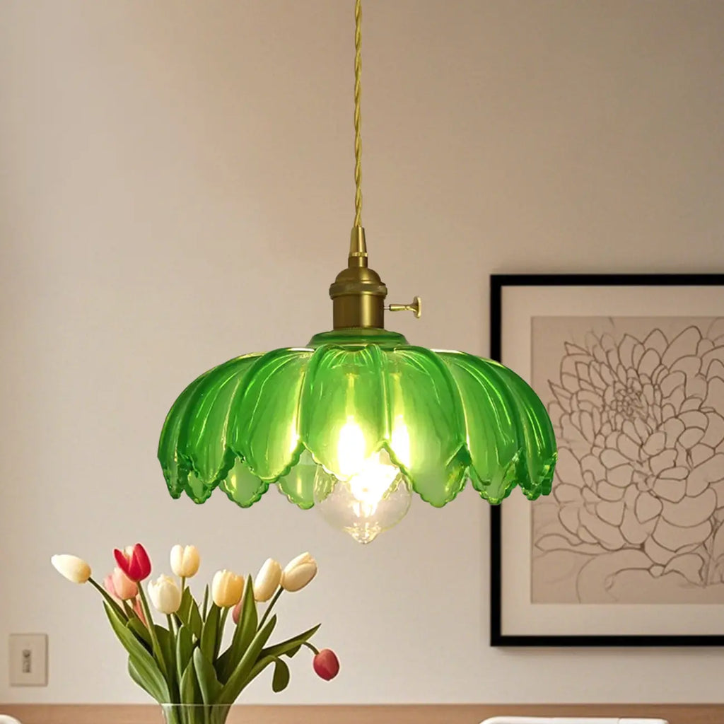 Suspension florale en verre transparent pour salon moderne
