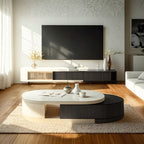 Table basse rectangulaire blanche moderne avec design extensible