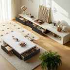 Table basse rectangulaire blanche moderne avec design extensible