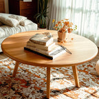 Table basse ronde en bois de style scandinave au design élégant