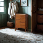 Commode minimaliste en bois marron avec tiroirs pour chambre à coucher
