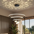 Lustre moderne circulaire à LED avec projection d'étoiles