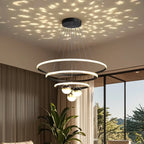 Lustre moderne circulaire à LED avec projection d'étoiles