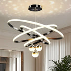 Lustre moderne circulaire à LED avec projection d'étoiles