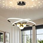 Lustre moderne circulaire à LED avec projection d'étoiles