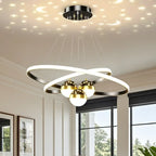 Lustre moderne circulaire à LED avec projection d'étoiles