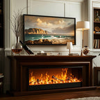 Supporto TV per caminetto elettrico in legno marrone rettangolare da 71" con luce