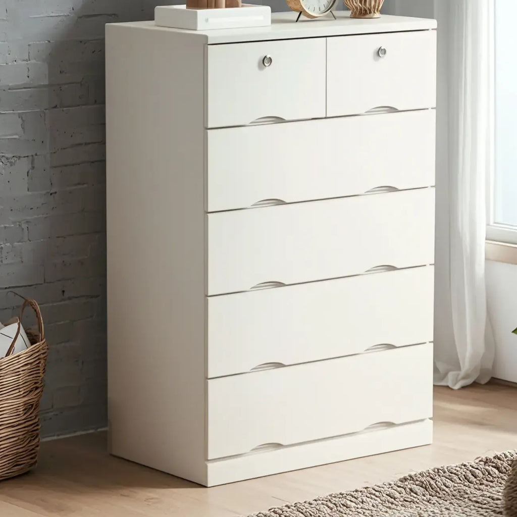 Commode classique en bois blanc avec tiroirs silencieux pour chambre à coucher