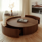 Table basse moderne en bois avec plateau et rangement