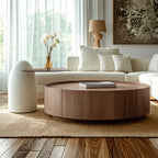 Table basse moderne en bois avec plateau et rangement