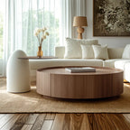 Table basse moderne en bois avec plateau et rangement