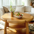 Table basse en bois irrégulière et charmante avec rangement pour salon