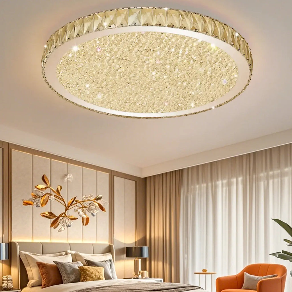 Plafonnier circulaire en cristal de luxe pour salon