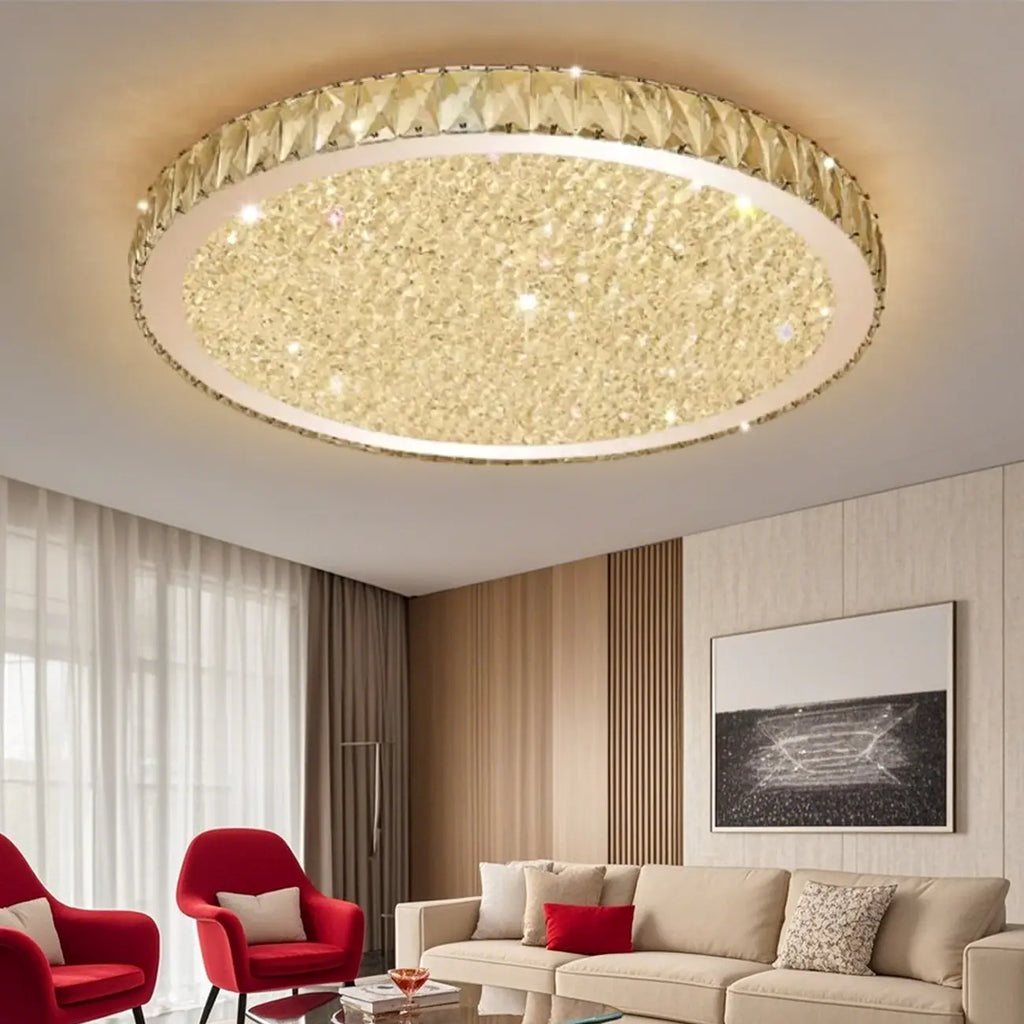 Plafonnier circulaire en cristal de luxe pour salon