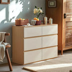 Commode double nordique en bois avec 6 tiroirs