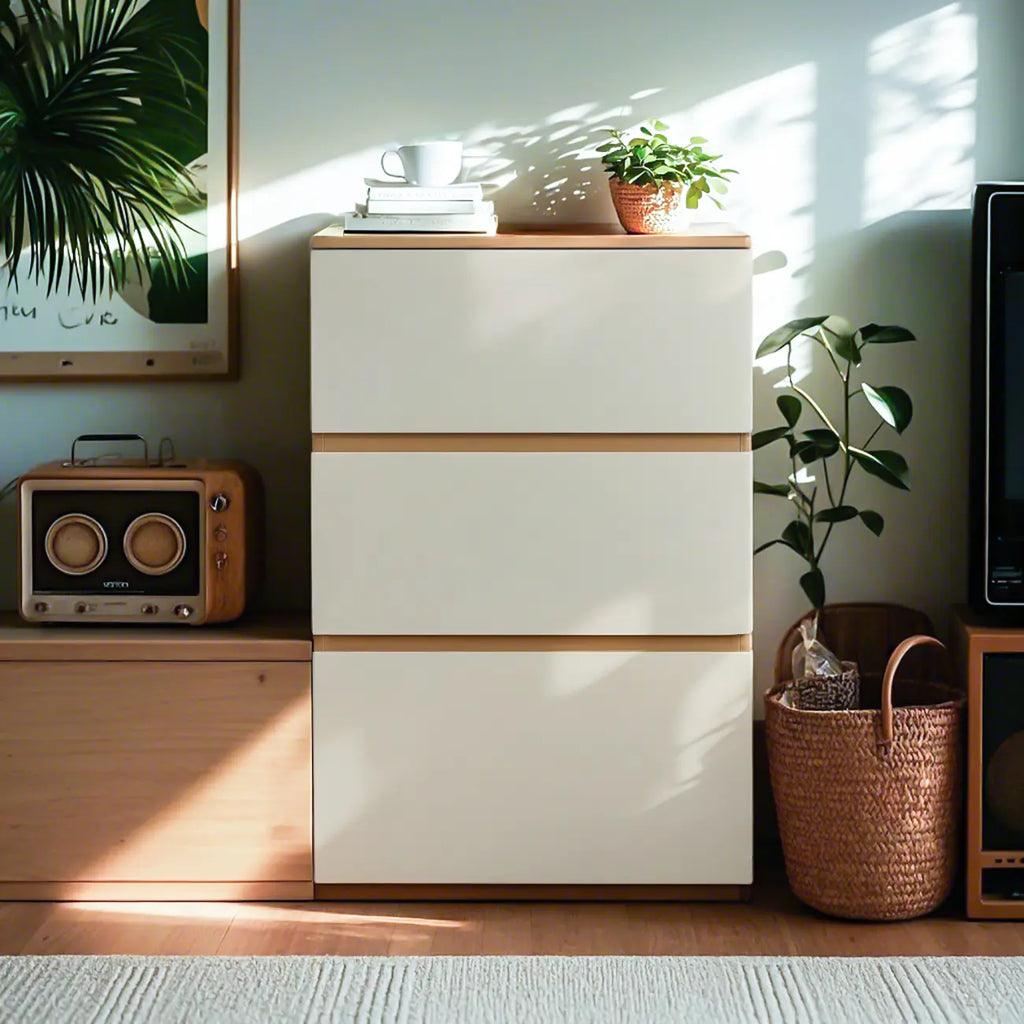 Commode double nordique en bois avec 6 tiroirs