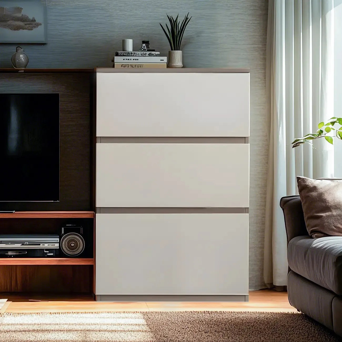 Commode double nordique en bois avec 6 tiroirs