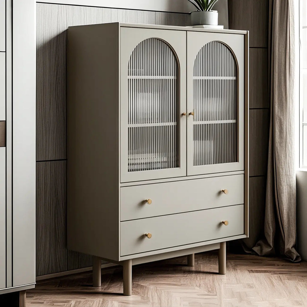 Commode élégante en bois avec étagères et 4 tiroirs