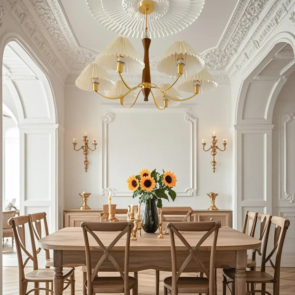 Lustre moderne réglable en tissu plissé pour salon