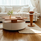 Table basse gigogne moderne Beiger Free Form avec tiroir