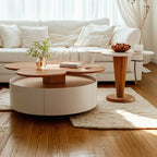 Table basse gigogne moderne Beiger Free Form avec tiroir