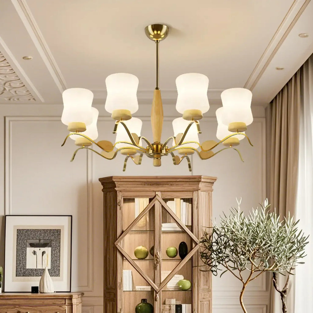 Lustre moderne en métal avec abat-jour en verre blanc pour la décoration intérieure