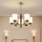 Lustre moderne en métal avec abat-jour en verre blanc pour la décoration intérieure