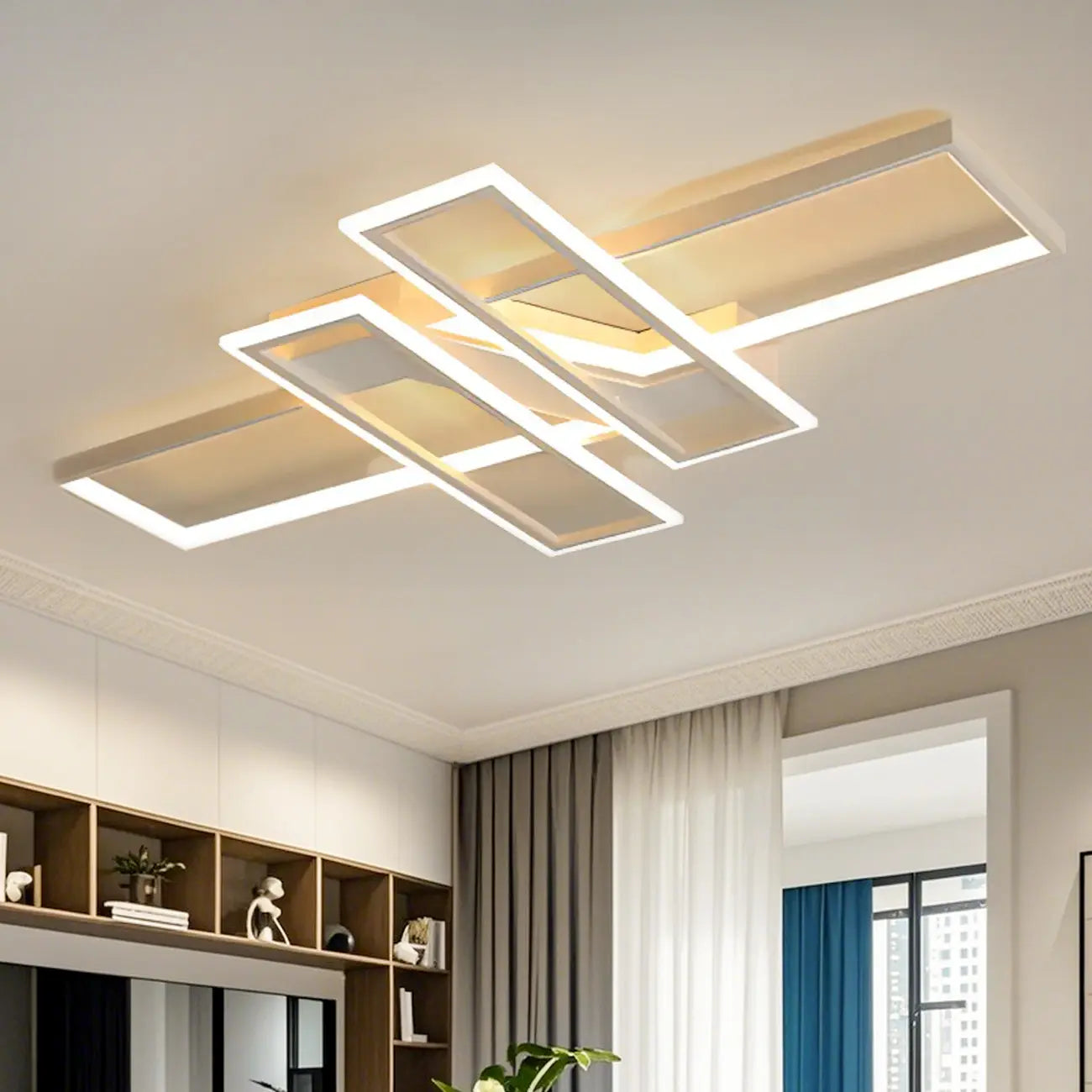 Plafoniera moderna a LED semi-incasso a 4 luci per soggiorno