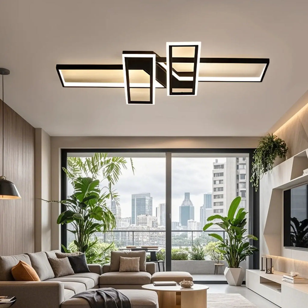 Plafoniera moderna a LED semi-incasso a 4 luci per soggiorno
