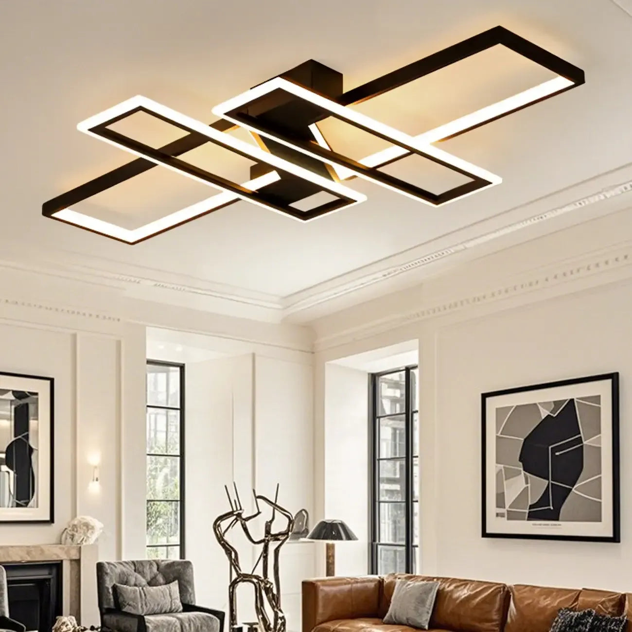 Plafoniera moderna a LED semi-incasso a 4 luci per soggiorno