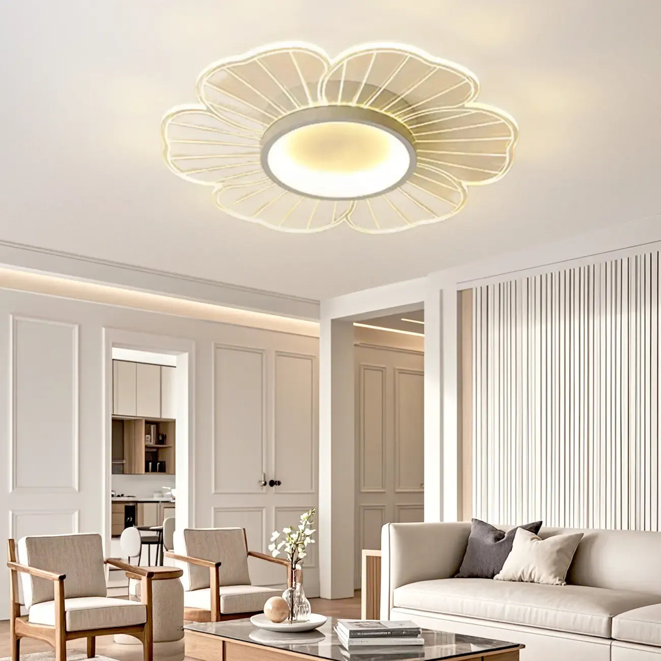 Plafonnier LED encastré à motif floral pour usage résidentiel