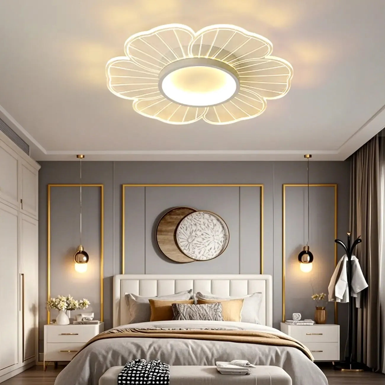 Plafonnier LED encastré à motif floral pour usage résidentiel