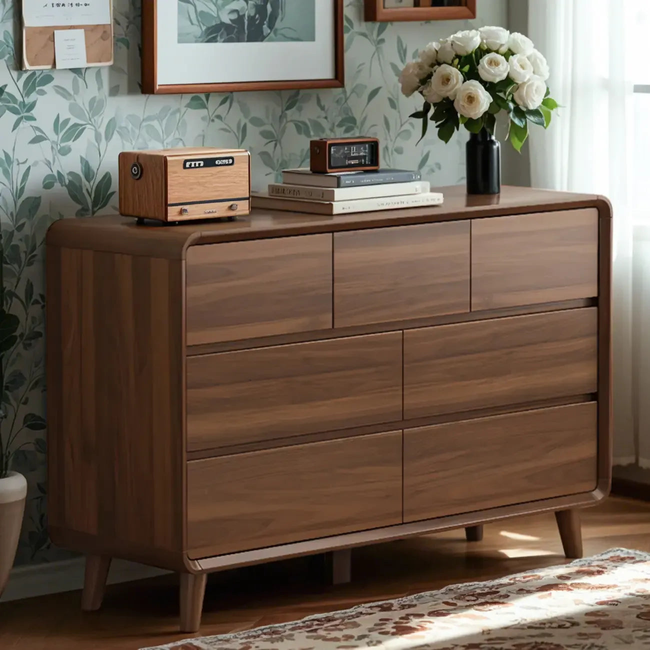 Cassettiera Rustica Quadrata a 3 Livelli in Legno Marrone