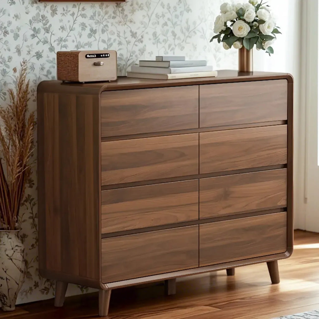Cassettiera Rustica Quadrata a 3 Livelli in Legno Marrone