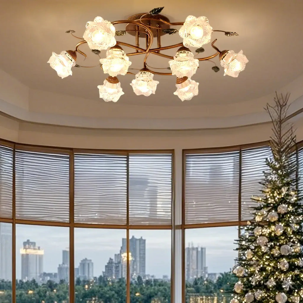 Plafoniera di lusso in vetro semi-incasso per soggiorno
