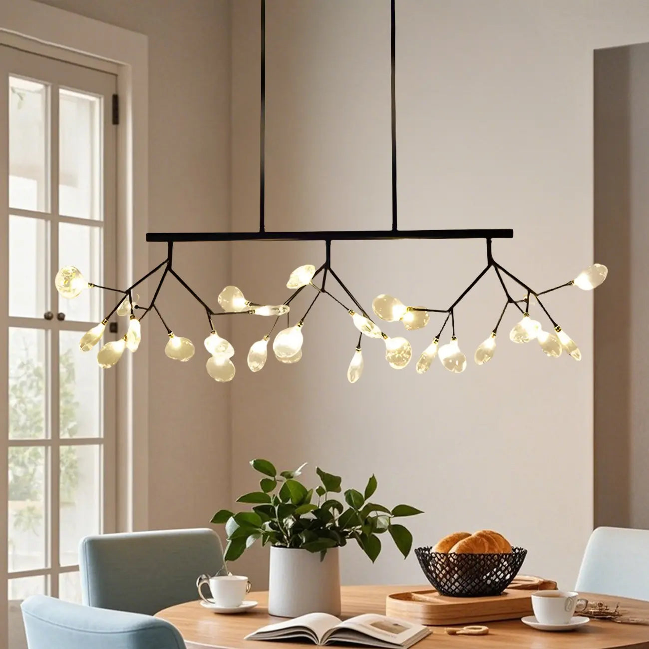 Suspension moderne à plusieurs lumières en verre pour îlot de cuisine