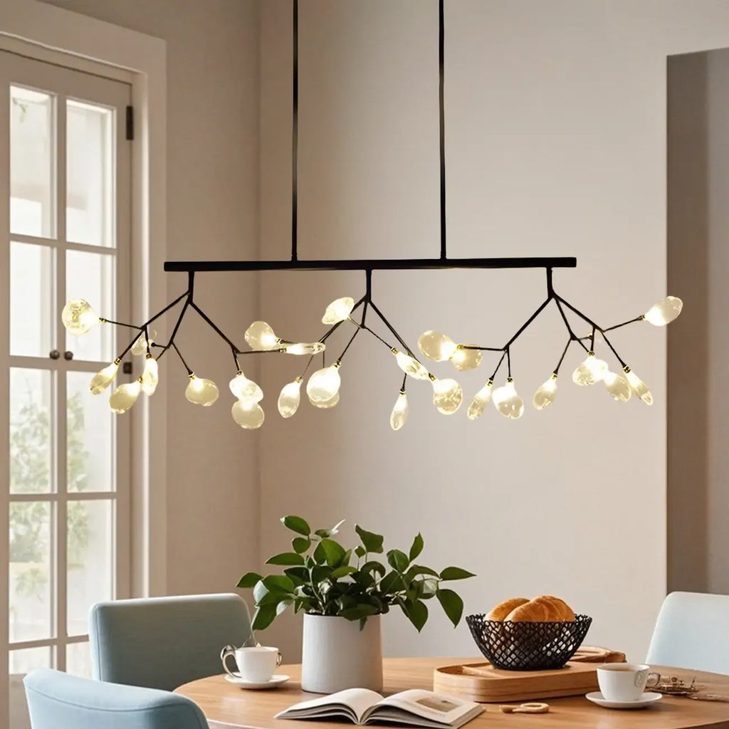 Suspension moderne à plusieurs lumières en verre pour îlot de cuisine