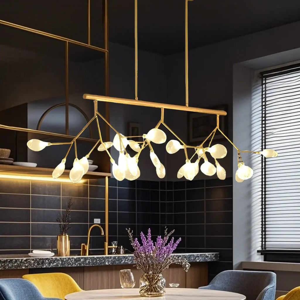 Suspension moderne à plusieurs lumières en verre pour îlot de cuisine