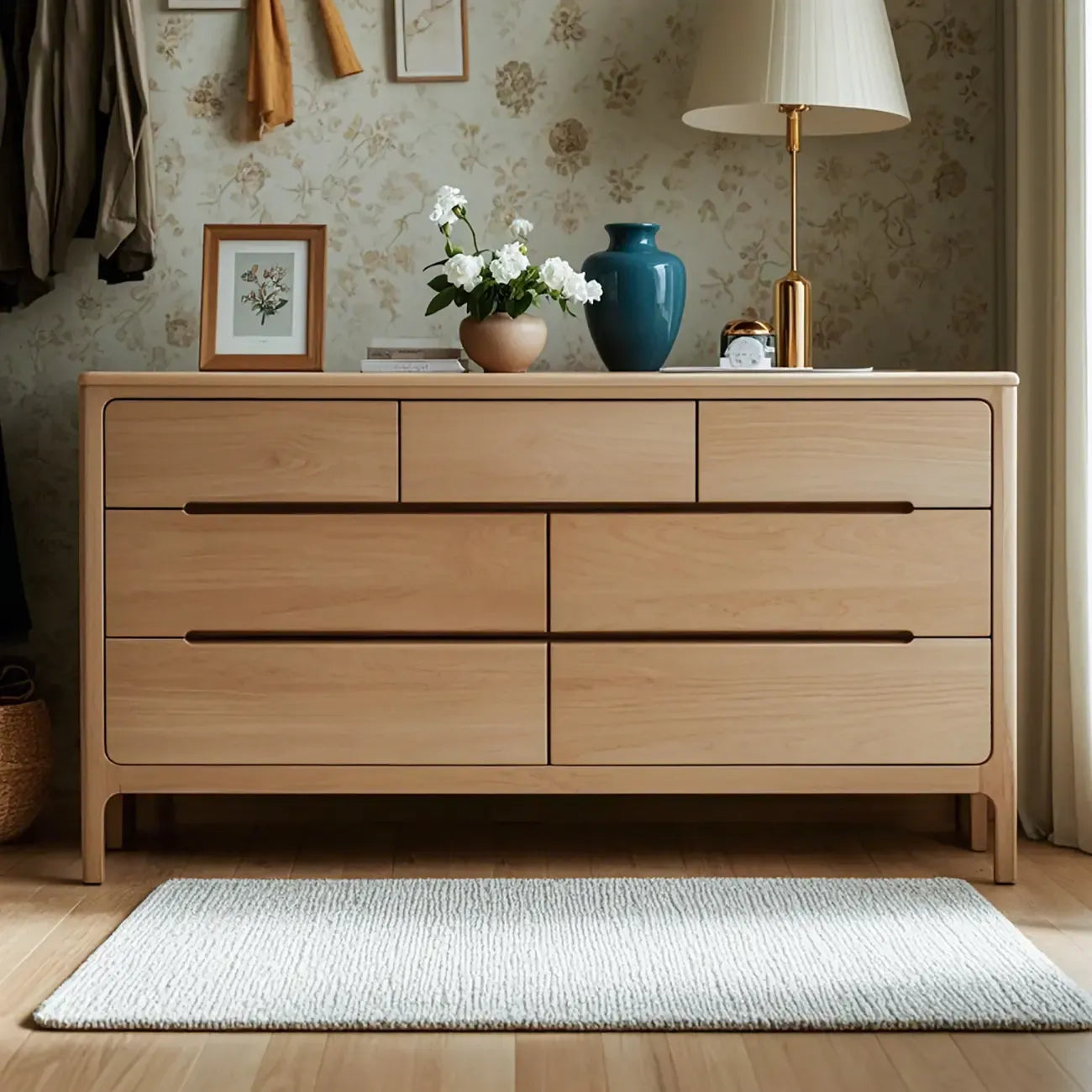 Commodes doubles traditionnelles en bois massif naturel avec tiroirs