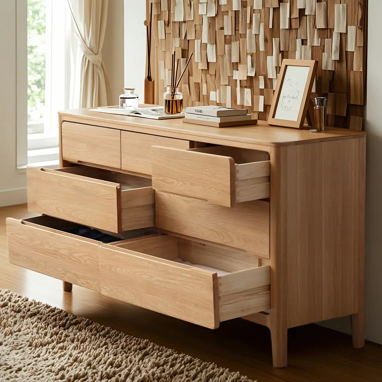 Commodes doubles traditionnelles en bois massif naturel avec tiroirs