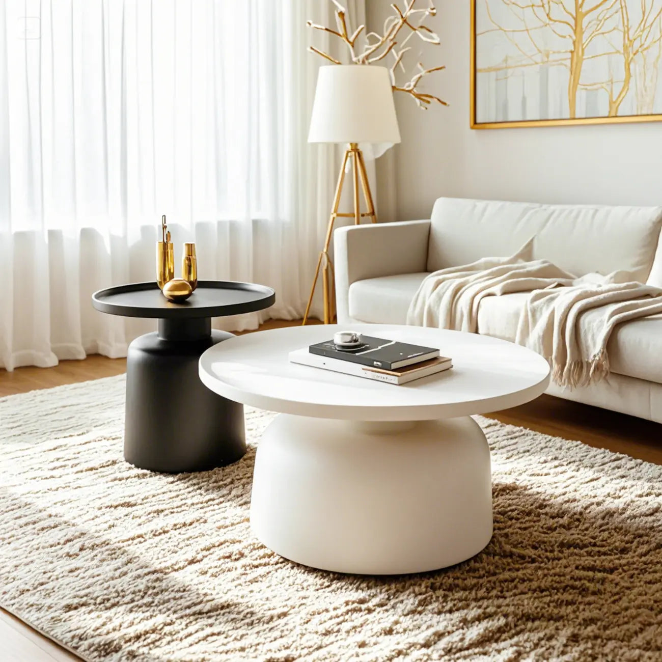 Table basse gigogne minimaliste à un niveau avec plateau