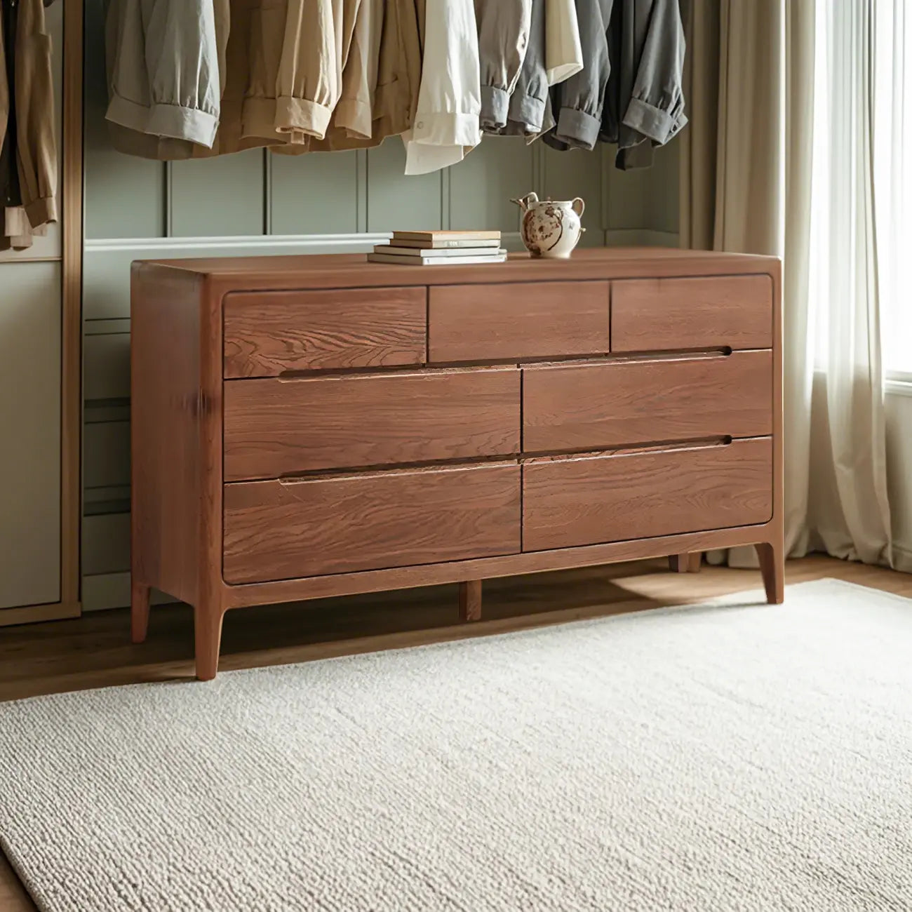 Commodes doubles traditionnelles en bois massif naturel avec tiroirs