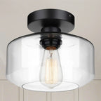 Plafonnier semi-encastré industriel en verre transparent pour couloir