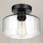 Plafonnier semi-encastré industriel en verre transparent pour couloir