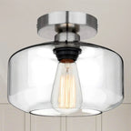 Plafonnier semi-encastré industriel en verre transparent pour couloir