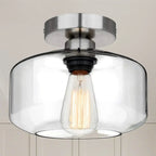 Plafonnier semi-encastré industriel en verre transparent pour couloir
