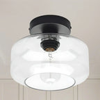 Plafonnier semi-encastré industriel en verre transparent pour couloir