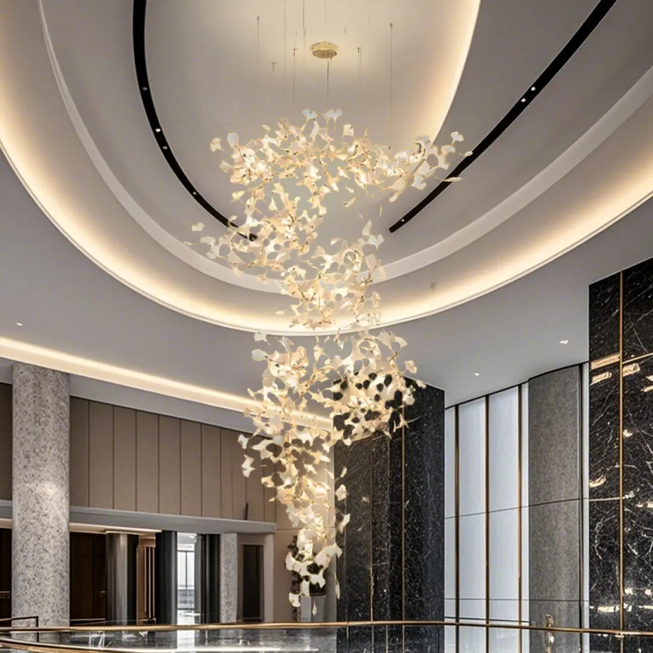 Lustre de luxe à feuilles réglables pour espaces ouverts
